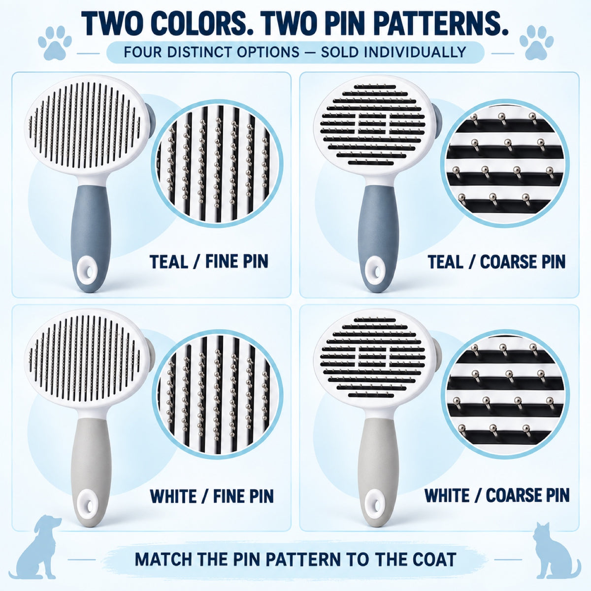 Pet Grooming Pin Brush, 2 Colors and 2 Pin Types, By GAVPEPY image 2 - 1.jpg