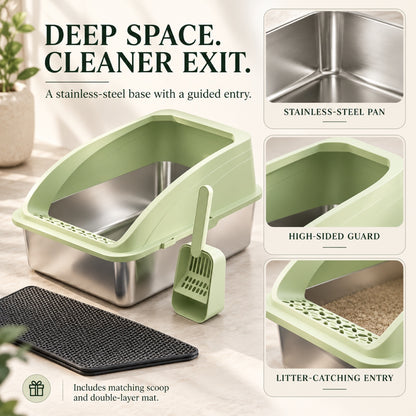 GAVPEPY Extra Large Stainless Steel High-Sided Cat Litter Box, 4 Options image 2 - 1.jpg