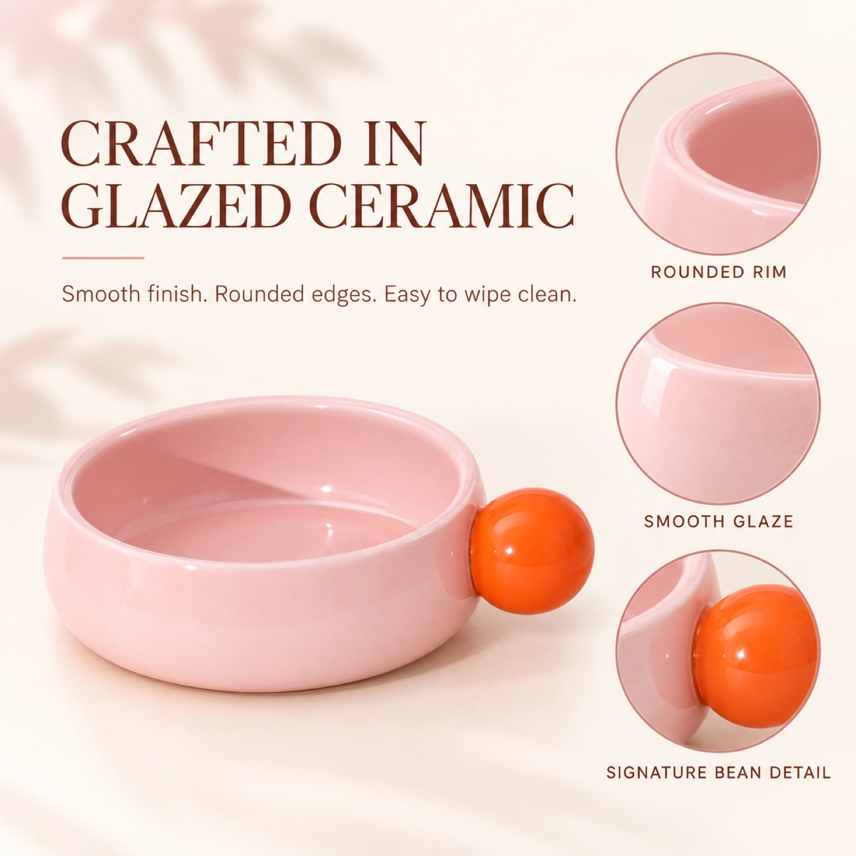 Candy-Color Ceramic Pet Bowl, 2 Colors, 18.5 cm, By GAVPEPY image 2 - 1.jpg