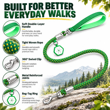 Patterned Rope Dog Leash with ID Tag, 5 Colors and 4 Sizes, By GAVPEPY image 2 - 1.jpg