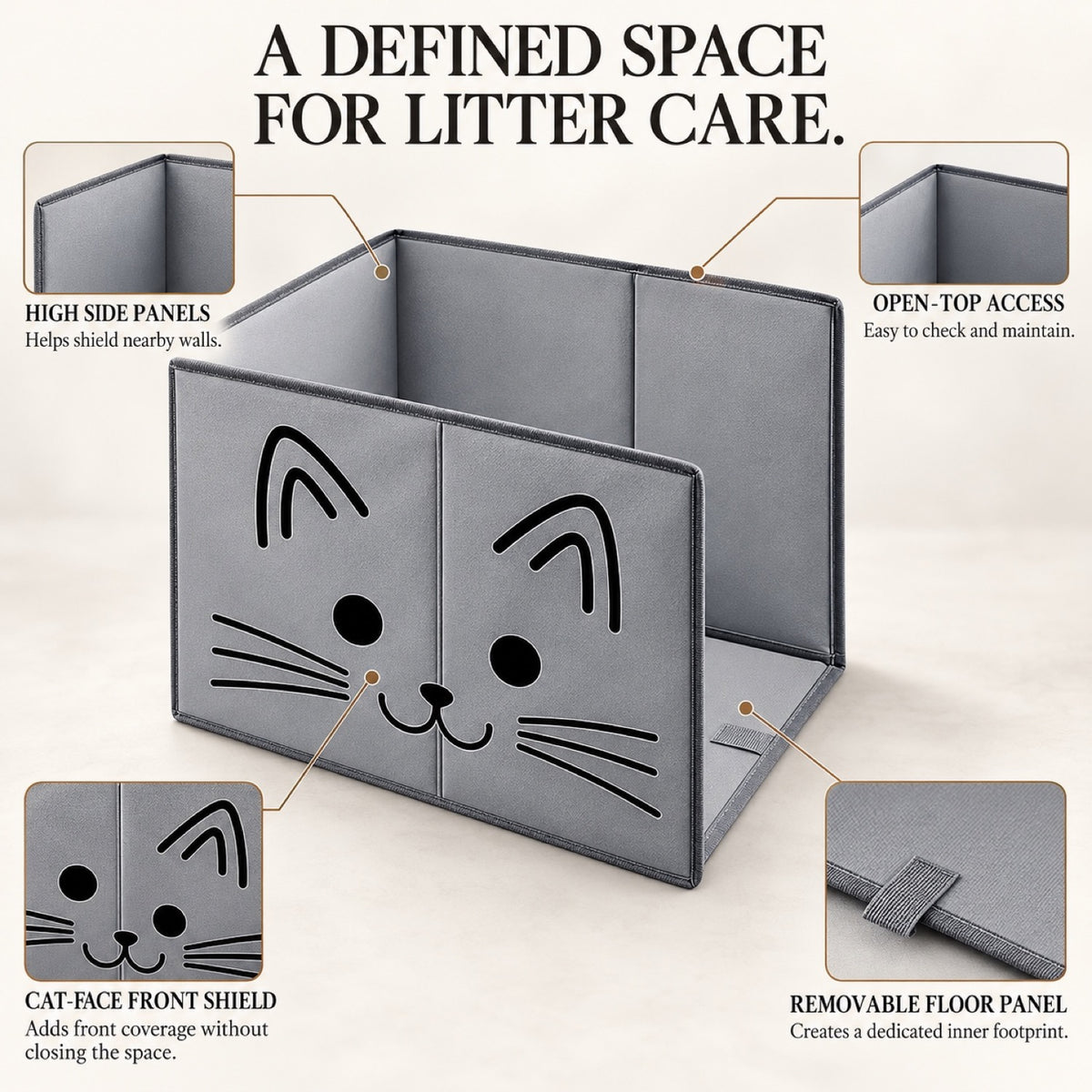 GAVPEPY Foldable High-Sided Cat Litter Box image 2 - 1.jpg