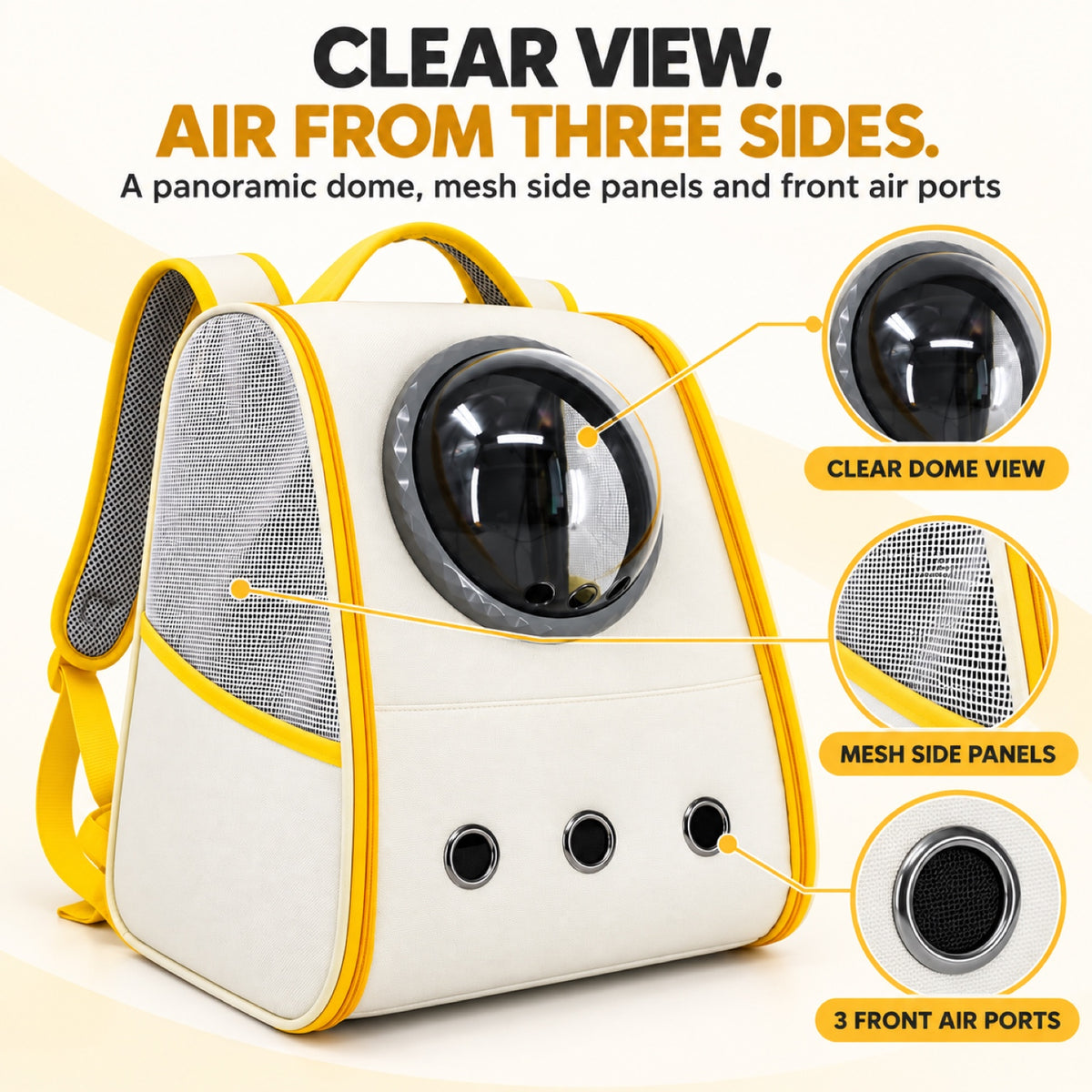 Space Capsule Foldable Pet Backpack, 3 Colors, By GAVPEPY image 2 - 1.jpg