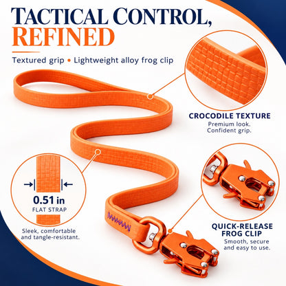 Crocodile-Texture Tactical Dog Leash with Aluminum Clip, 3 Colors, By GAVPEPY image 2 - 1.jpg