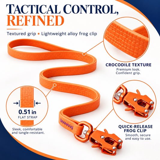 Crocodile-Texture Tactical Dog Leash with Aluminum Clip, 3 Colors, By GAVPEPY image 2 - 1.jpg