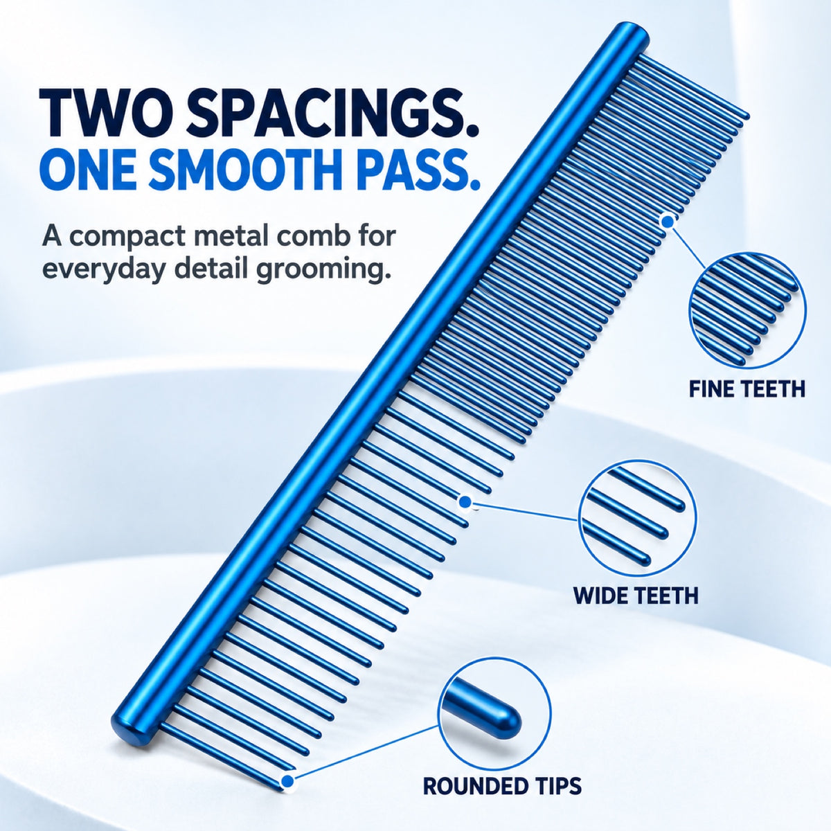 115 mm Dual-Density Metal Pet Face Comb, 4 Colors, By GAVPEPY image 2 - 1.jpg