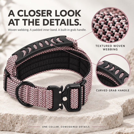 GAVPEPY Nylon Reflective Padded Dog Collar, Sizes S, M, L, Mauve, for daily dog walks and outdoor wear; adjustable neckwear with the selected finish and fit shown in the product photos; review the selected variant photo for details image 1 - 1.jpg