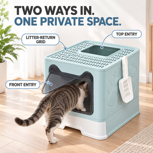 GAVPEPY Foldable Top-Entry Enclosed Cat Litter Box, 4 Options image 2 - 1.jpg