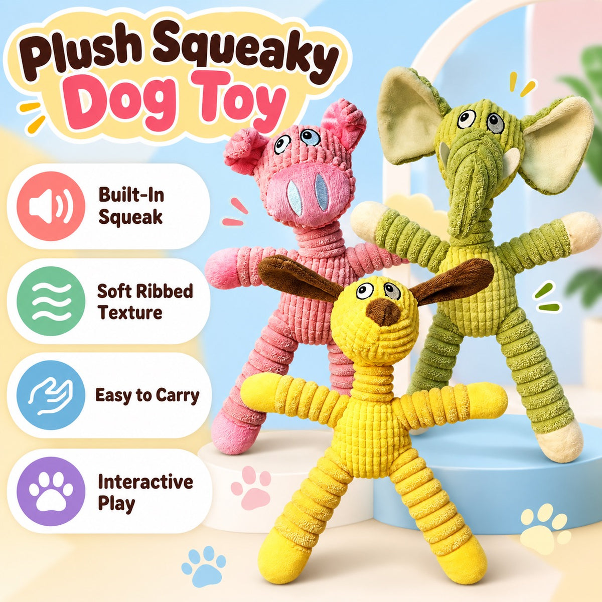 Plush Fabric Plush Squeaky Dog Toy, 3 Styles, By GAVPEPY image 2 - 1.jpg