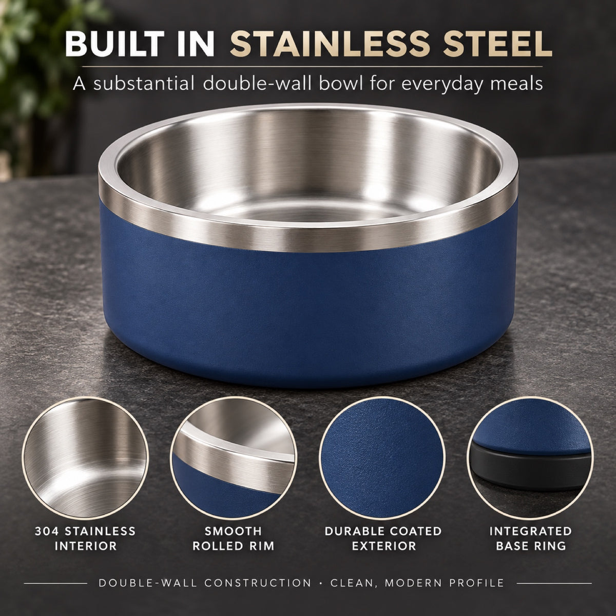 Stainless Steel Pet Bowl, 5 Capacities and 10 Colors, By GAVPEPY image 2 - 1.jpg