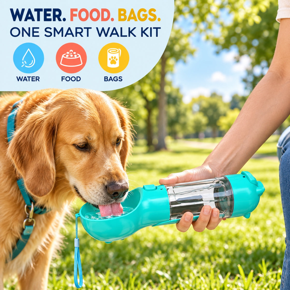 3-in-1 Pet Water Bottle with Waste Bag and Food Containers, By GAVPEPY image 2 - 1.jpg