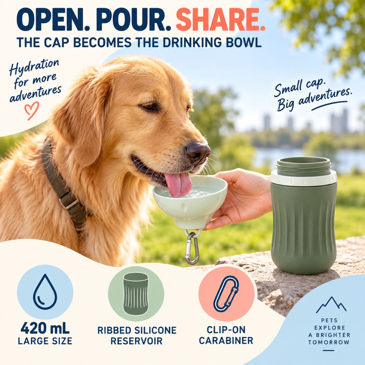 Compact Pet Water Dispenser, 220 or 420 mL, 5 Colors, By GAVPEPY image 2 - 1.jpg