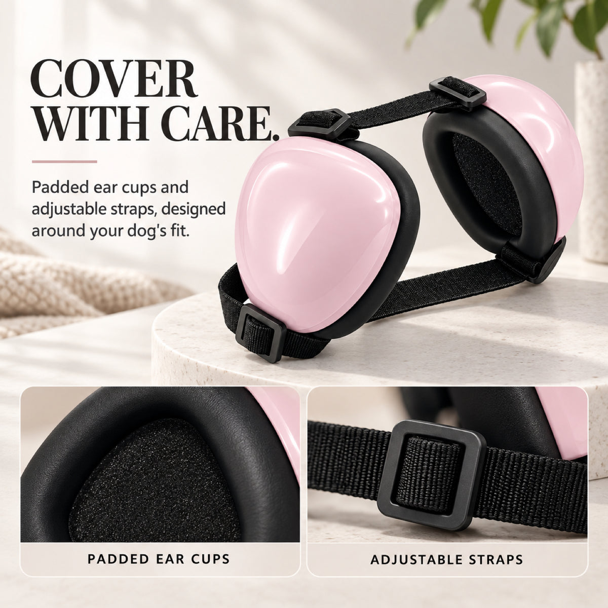 GAVPEPY ABS-Shell Adjustable Dog Ear Muffs, selected S, M and L sizes in Pink, Blue, Orange, Black, Red, Purple, White or Green, for covering canine ears during supervised noisy routines, home, travel, grooming and outdoor events image 2 - 1.jpg