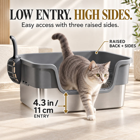 GAVPEPY Extra Large Stainless Steel High-Sided Cat Litter Box, 6 Options image 2 - 1.jpg