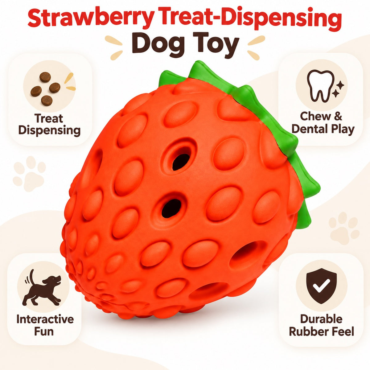Rubber Treat Dispensing Dog Toy, 1 Style, By GAVPEPY image 2 - 1.jpg