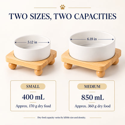 Raised Ceramic Pet Bowl with Single Bamboo Stand, 40 Options, By GAVPEPY image 2 - 1.jpg