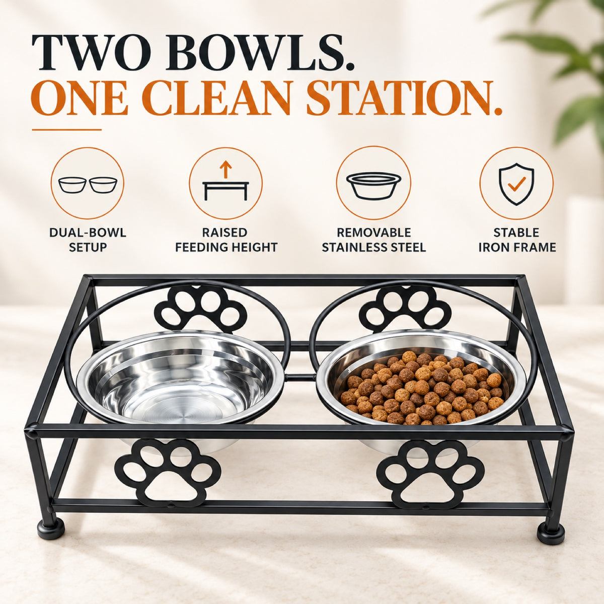 Raised Stainless Steel Double Pet Bowl with Stand, By GAVPEPY image 2 - 1.jpg