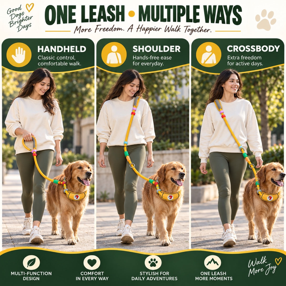 Foam-Padded Multifunction Dog Leash, 7 Colors, By GAVPEPY image 2 - 1.jpg