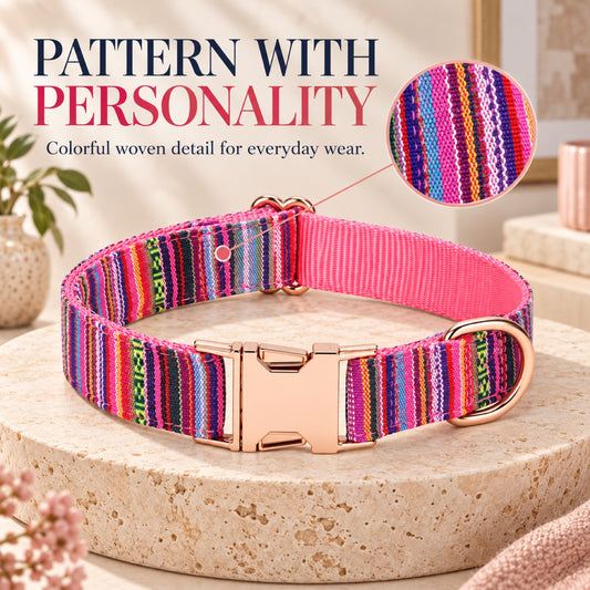 GAVPEPY Fabric Patterned Fabric Dog Collar, Sizes XS, S, M, L, 5 color or pattern options, for neighborhood walks, park visits and daily dog wear; an adjustable neckwear option for supervised walks and everyday outings image 1 - 1.jpg