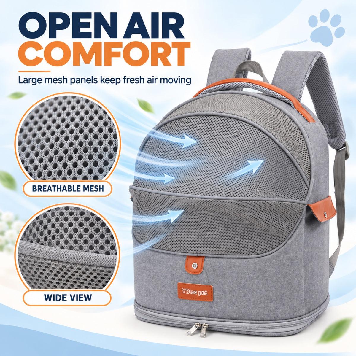 Foldable Mesh Pet Carrier Backpack, 4 Colors, By GAVPEPY image 2 - 1.jpg