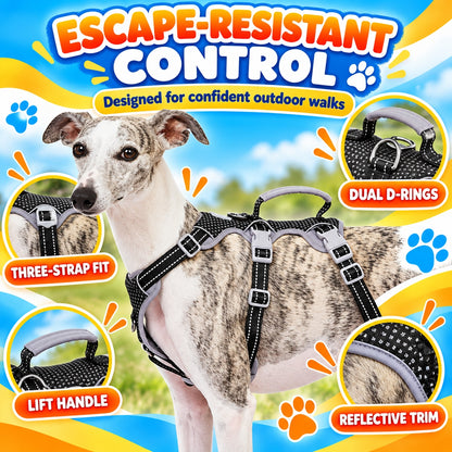 Reflective No-Pull Dog Harness With Lift Handle, 4 Colors and 5 Sizes, By GAVPEPY image 2 - 1.jpg