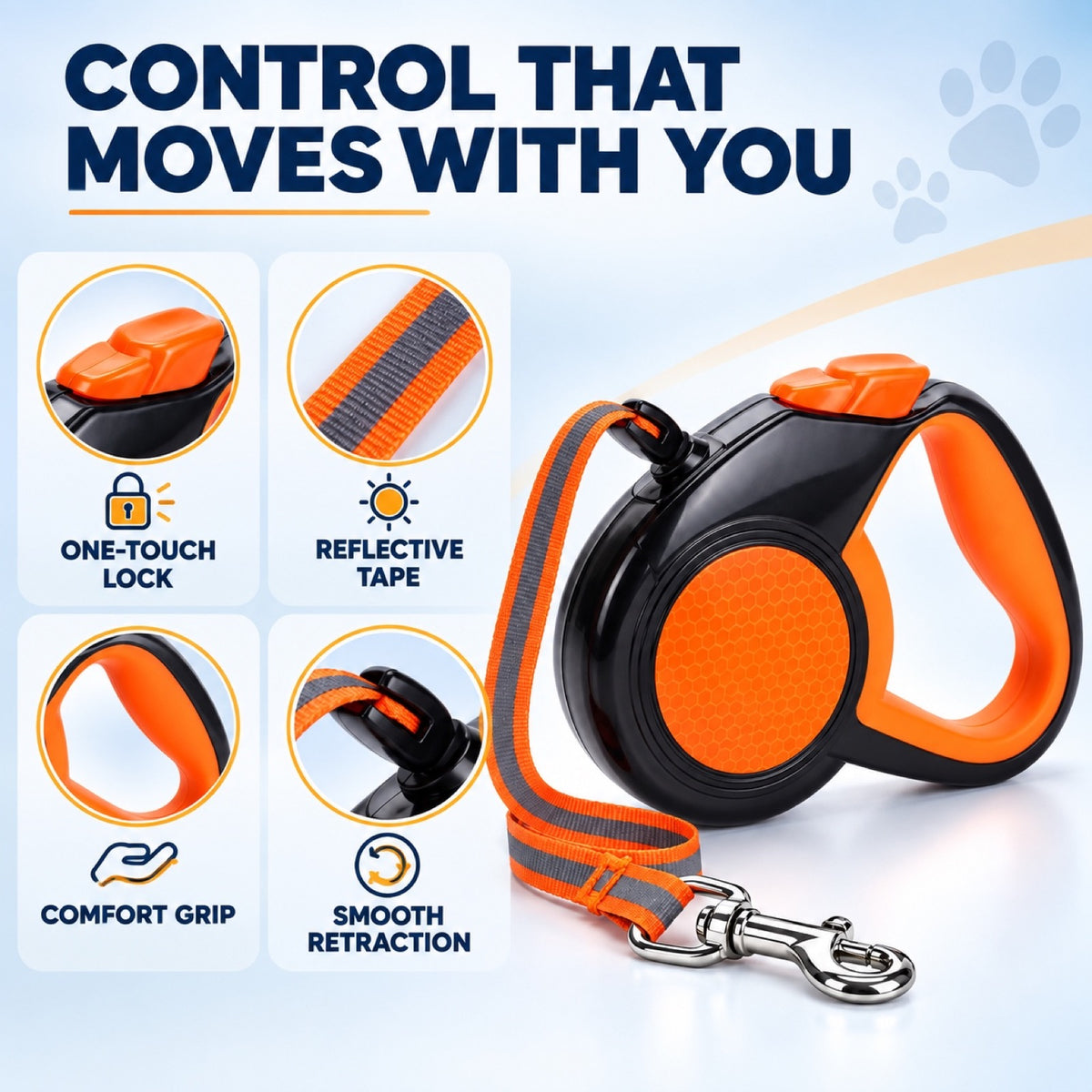 Reflective Retractable Dog Leash, 2 Colors and 3 Lengths, By GAVPEPY image 2 - 1.jpg