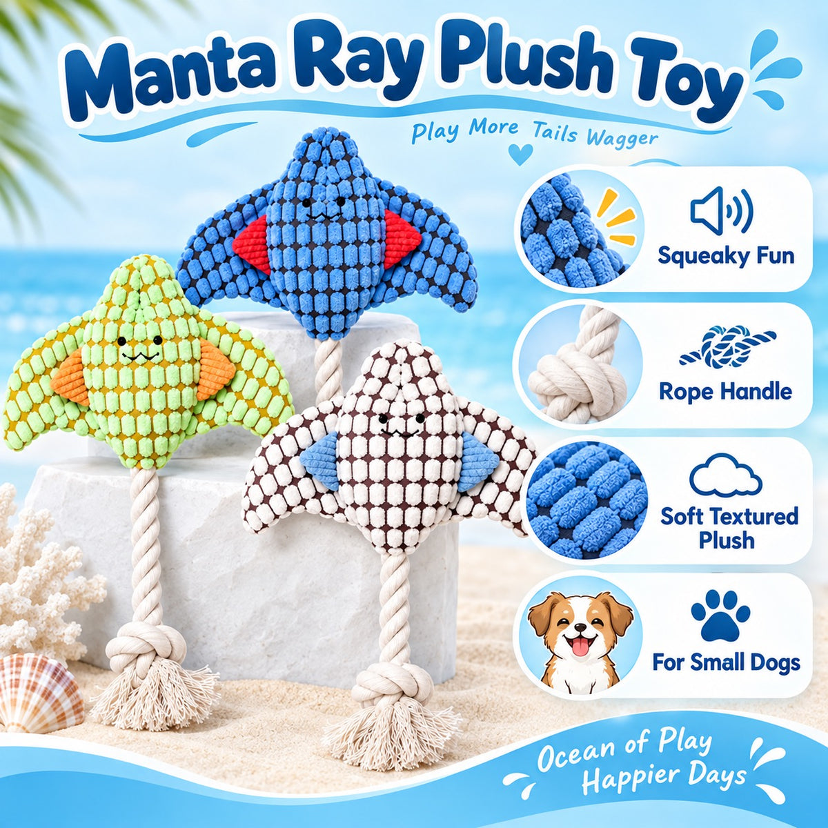 Cotton Rope Interactive Dog Toy, 3 Styles, By GAVPEPY image 2 - 1.jpg