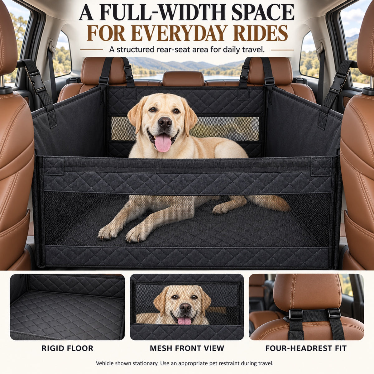 Hard-Bottom Rear Seat Pet Enclosure, 2 Colors, 2 Sizes & 2 Packages, By GAVPEPY image 2 - 1.jpg