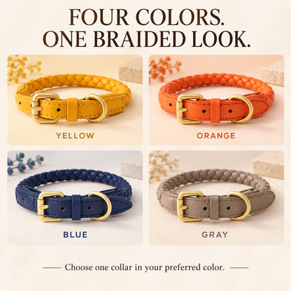 GAVPEPY Leather-style material Braided Dog Collar, Sizes S, M, L, Yellow, Orange, Blue, Gray, for neighborhood walks, park visits and daily dog wear; an adjustable neckwear option for supervised walks and everyday outings image 1 - 1.jpg
