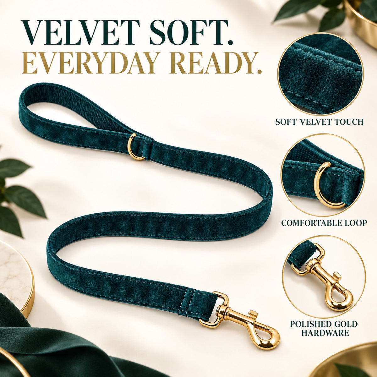 Velvet Dog Leash, 36 Colors and 5 Sizes, By GAVPEPY image 2 - 1.jpg