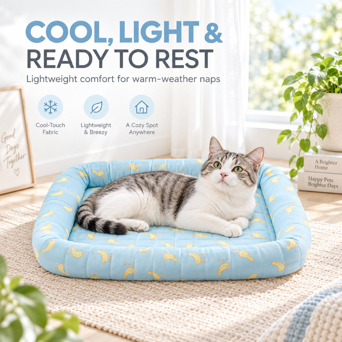 Printed Ice Silk Cooling Pet Bed, 5 Patterns & 3 Sizes, By GAVPEPY image 2 - 1.jpg