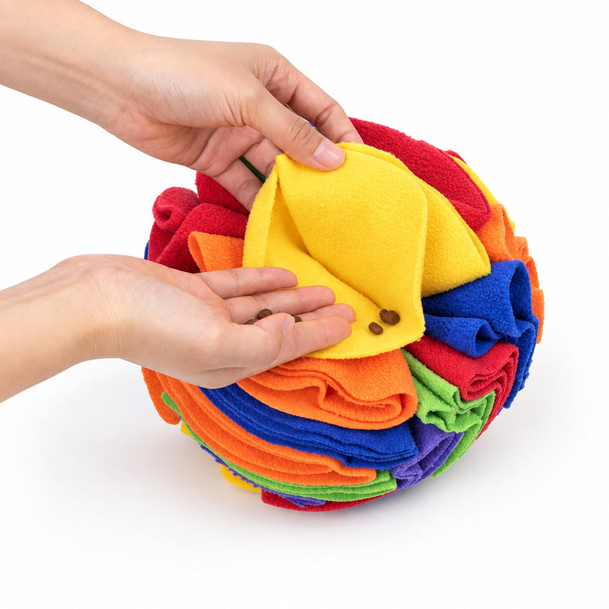 Dog Snuffle Ball, Fleece Treat Search And Toss Enrichment Toy, 3 Sizes And 20 Color Styles, By GAVPEPY image 1 - 1.jpg
