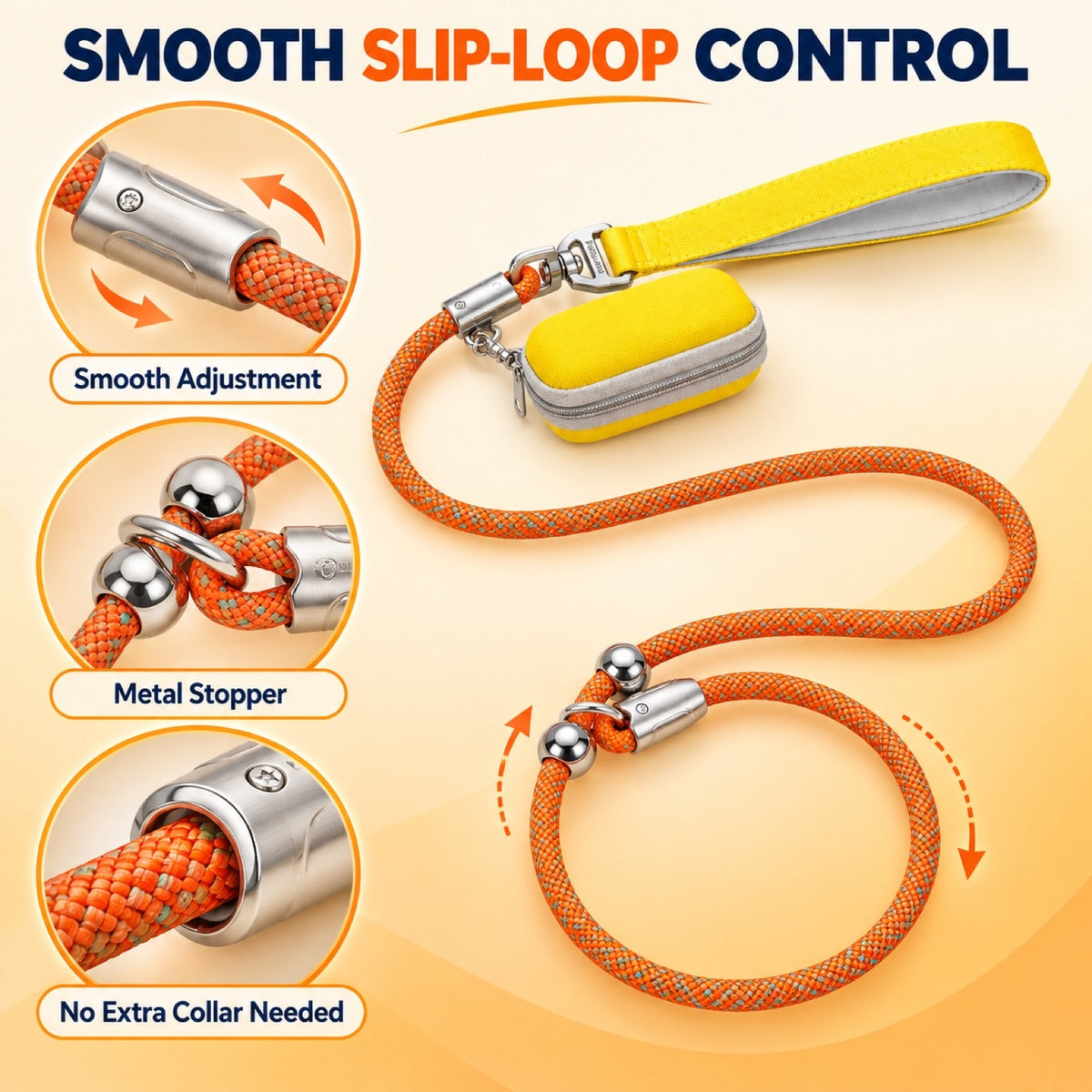 Integrated Slip-Lead Dog Leash Set with Storage Bag, 27 Options, By GAVPEPY image 2 - 1.jpg