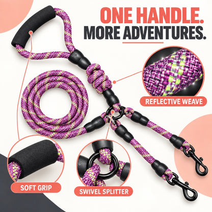 Reflective Multi-Dog Splitter Leash, 30 Options, By GAVPEPY image 2 - 1.jpg