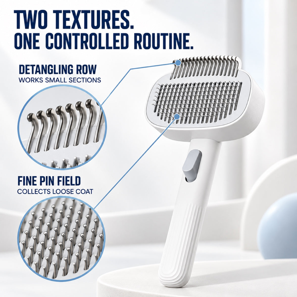 One-Touch Pet Grooming Brush, White, By GAVPEPY image 2 - 1.jpg