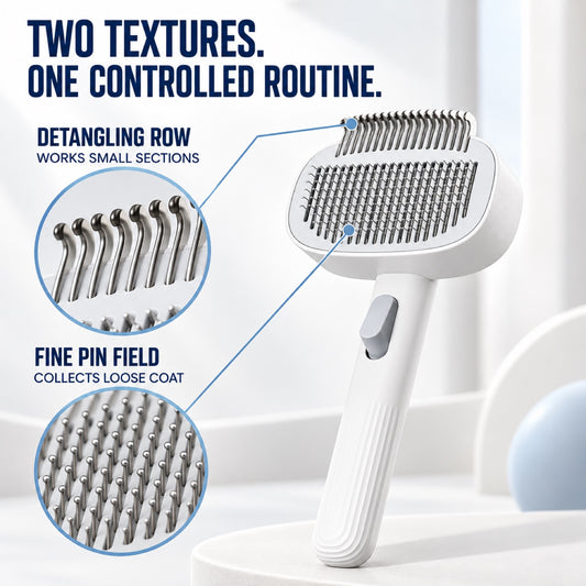 One-Touch Pet Grooming Brush, White, By GAVPEPY image 2 - 1.jpg