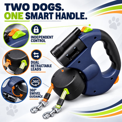 Dual-Dog Retractable Dog Leash, 3 Colors, By GAVPEPY image 2 - 1.jpg