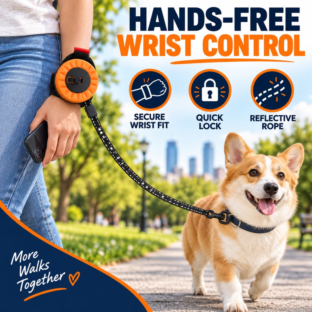 Wrist-Worn Retractable Dog Leash, 4 Colors and 2 Lengths, By GAVPEPY image 2 - 1.jpg