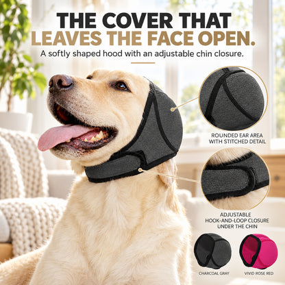 GAVPEPY Neoprene Dog Ear Cover Hood, Gray or Rose Red in S, M and L, for covering the ears during supervised baths and grooming routines, home wash stations, grooming appointments and routine pet care image 2 - 1.jpg