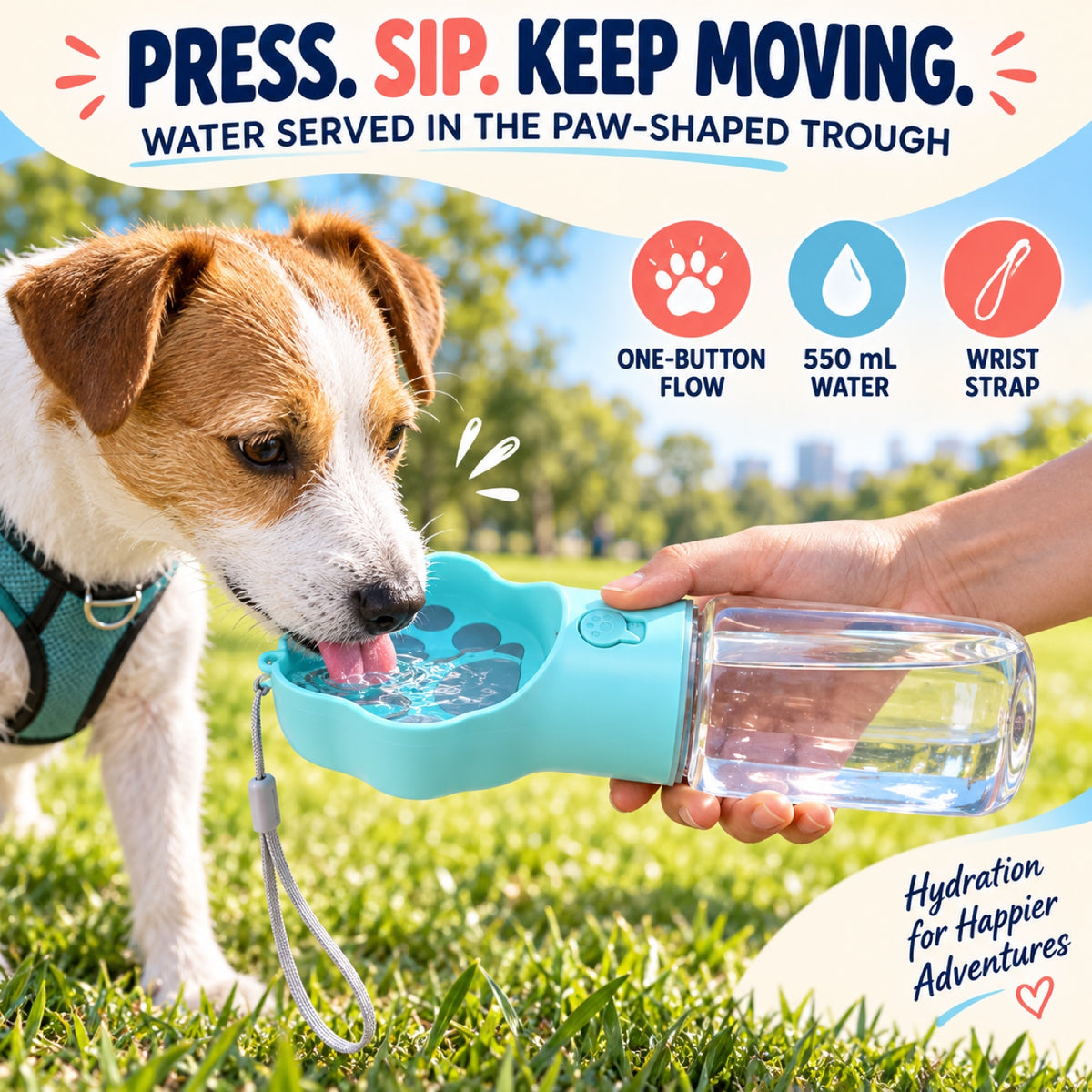Pet Water and Food Bottle with 80 g Food Storage, By GAVPEPY image 2 - 1.jpg