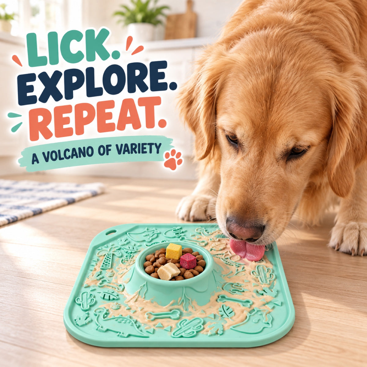 Volcano Dinosaur Silicone Pet Lick Mat, 4 Colors, By GAVPEPY image 2 - 1.jpg