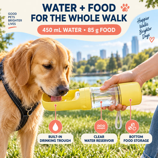 2-in-1 Pet Water and Food Bottle, 450 mL, 4 Colors, By GAVPEPY image 2 - 1.jpg