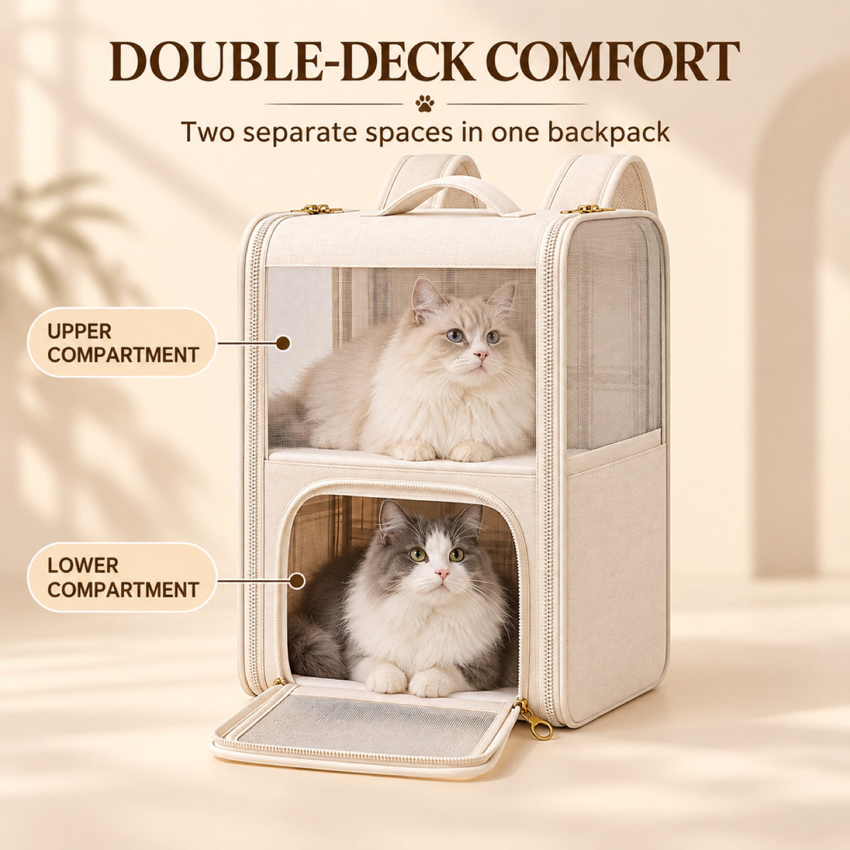 Double-Deck Pet Carrier Backpack with Removable Divider, By GAVPEPY image 2 - 1.jpg
