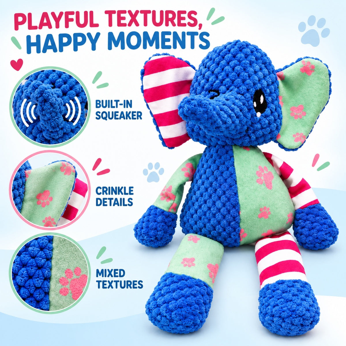 Plush Squeaky Animal Dog Toy, 3 Styles, By GAVPEPY image 2 - 1.jpg