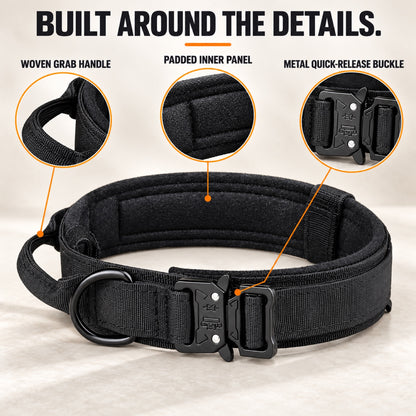 GAVPEPY Polyester with zinc-alloy hardware Tactical Padded Dog Collar, Sizes M, L, XL, 5 color or pattern options, for neighborhood walks, park visits and daily dog wear; an adjustable neckwear option for supervised walks and everyday outings image 1 - 1.jpg