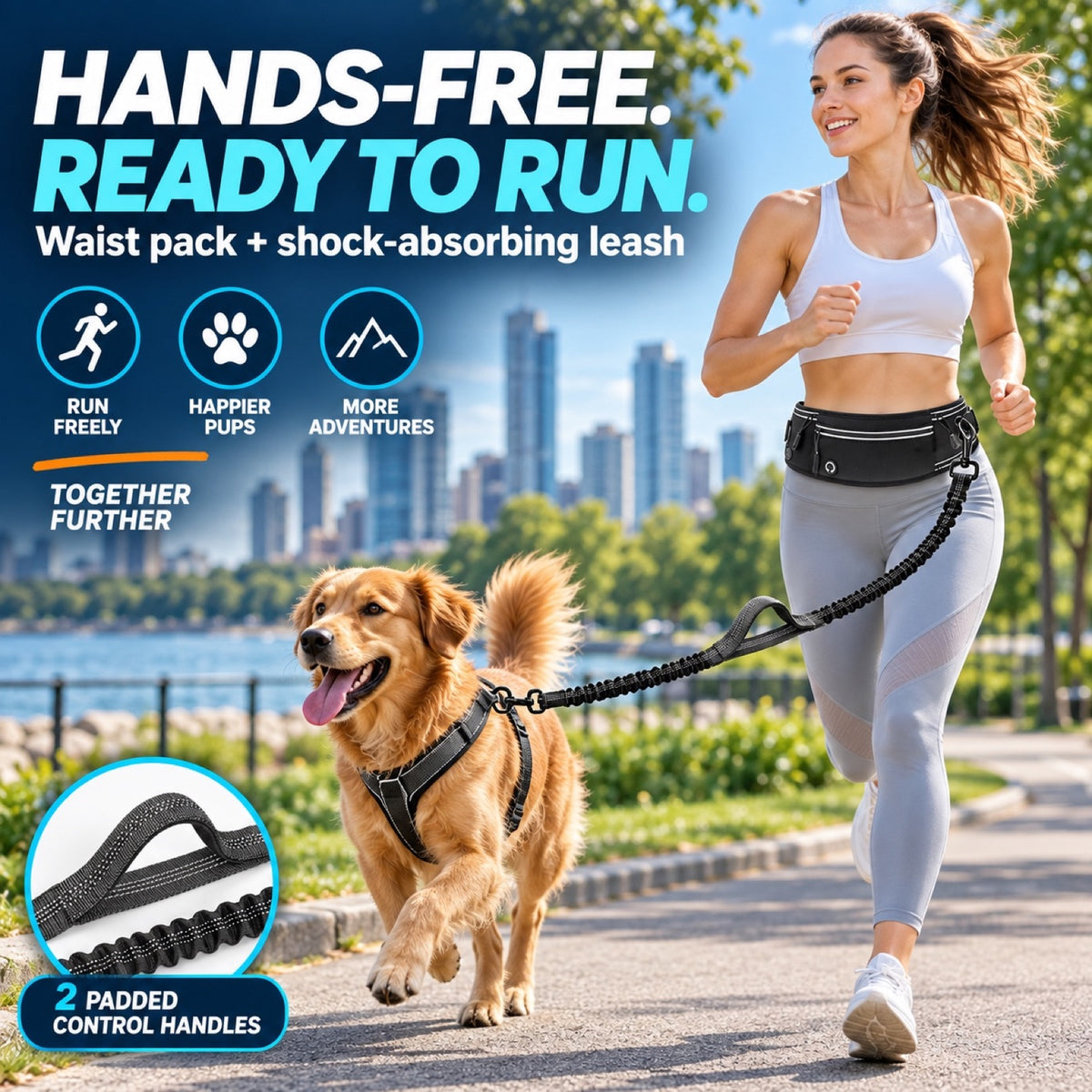 Hands-Free Running Dog Leash with Waist Pack, 4 Colors, By GAVPEPY image 2 - 1.jpg