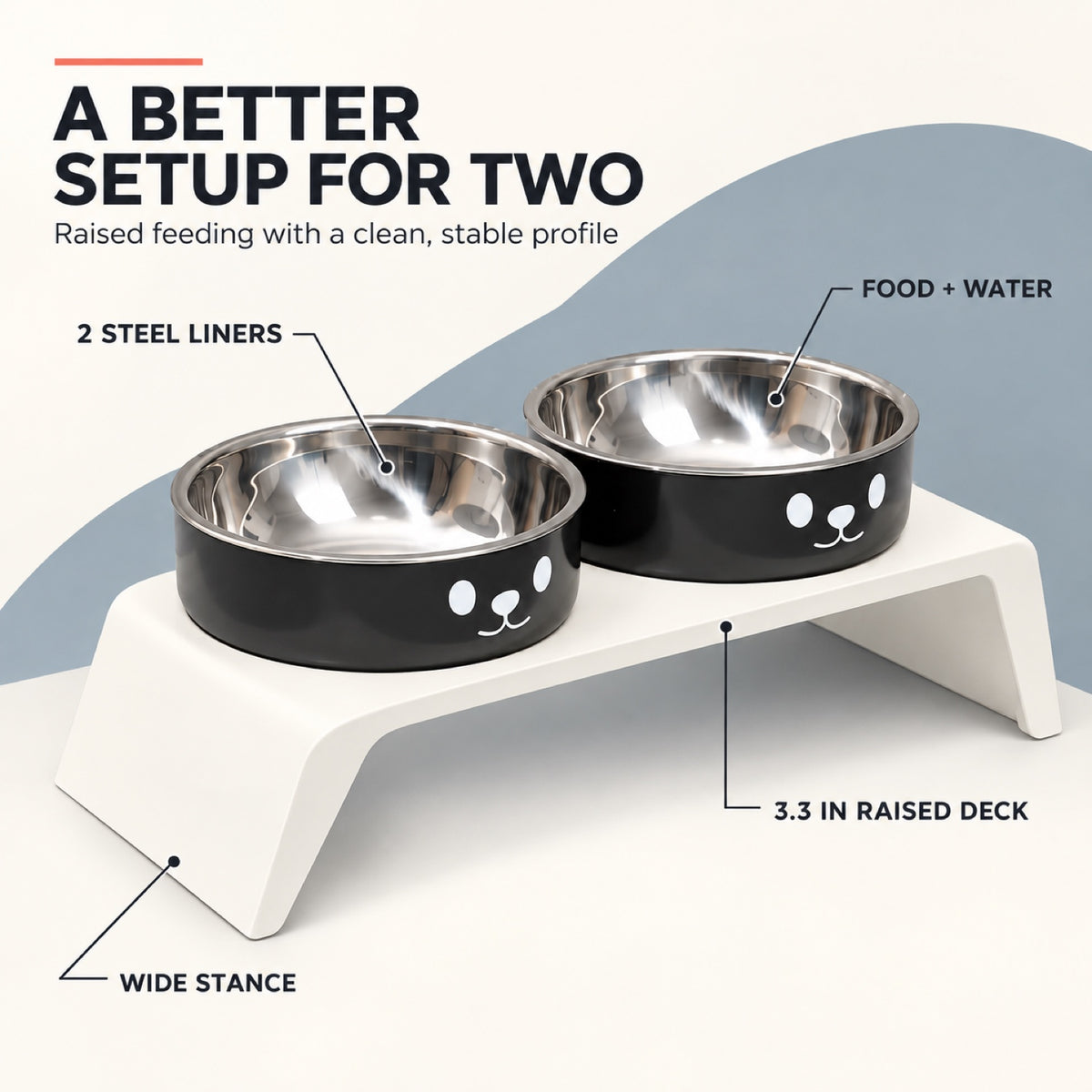 Cat-Face Stainless Steel Double Pet Bowl, 2 Colors, By GAVPEPY image 2 - 1.jpg