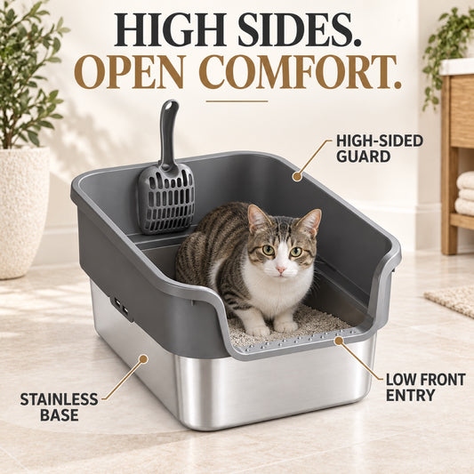 GAVPEPY Stainless Steel High-Sided Cat Litter Box, 18 Options image 2 - 1.jpg