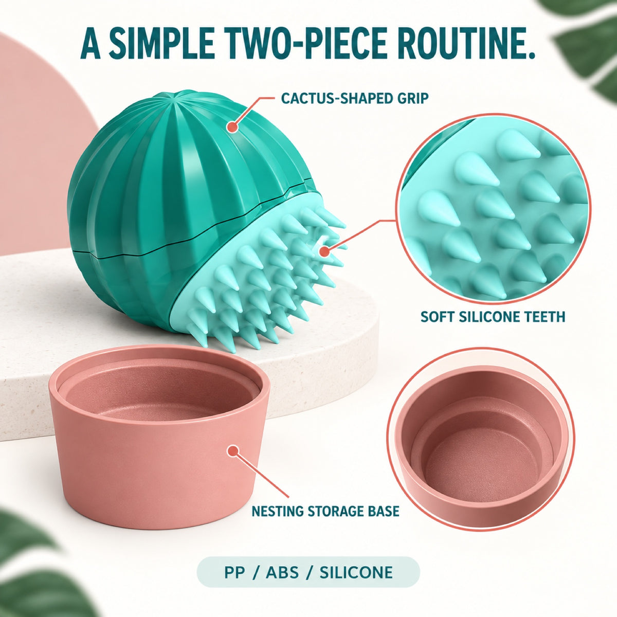 Silicone Cactus Pet Bath Brush, Green, By GAVPEPY image 2 - 1.jpg