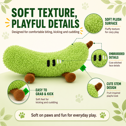 Green Cucumber Catnip Kicker Toy with Squeaker image 2