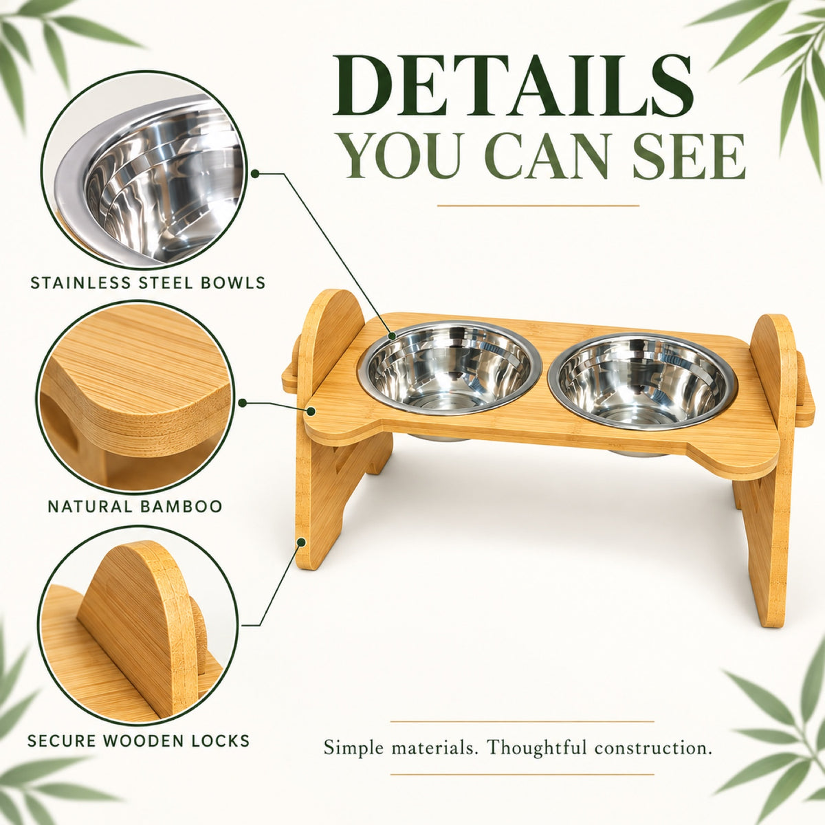 Trapezoid Bamboo Double Pet Bowl Stand, By GAVPEPY image 3 - 2.jpg